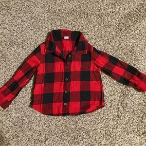 Old Navy Red and Black Plaid Kids Shirt